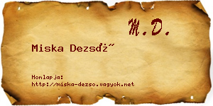 Miska Dezső névjegykártya